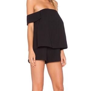 C/Meo Collective Palisades Black Off Shoulder Overlay Romper S